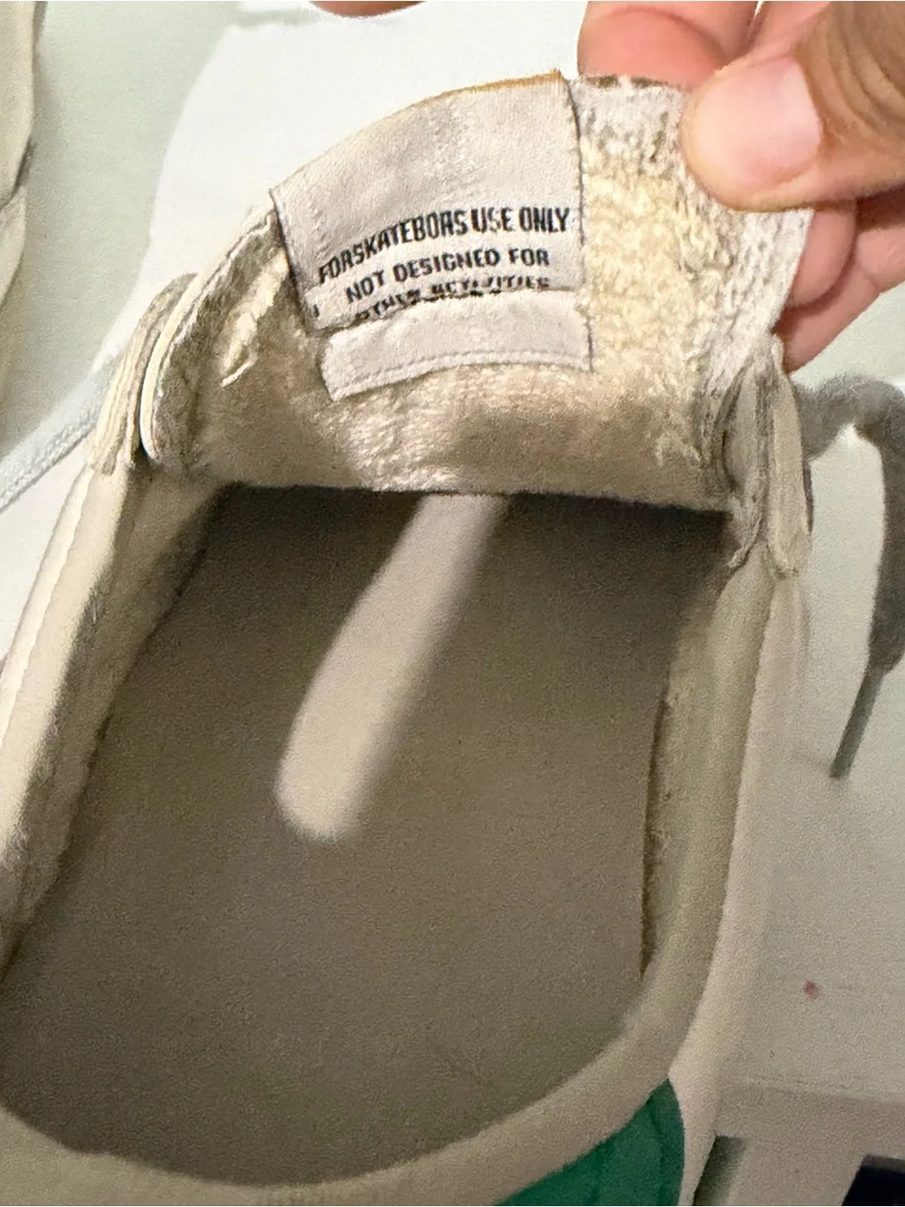 Golden Goose White Leather Sneakers with Green Heel and Gray Star - Picture 7 of 13